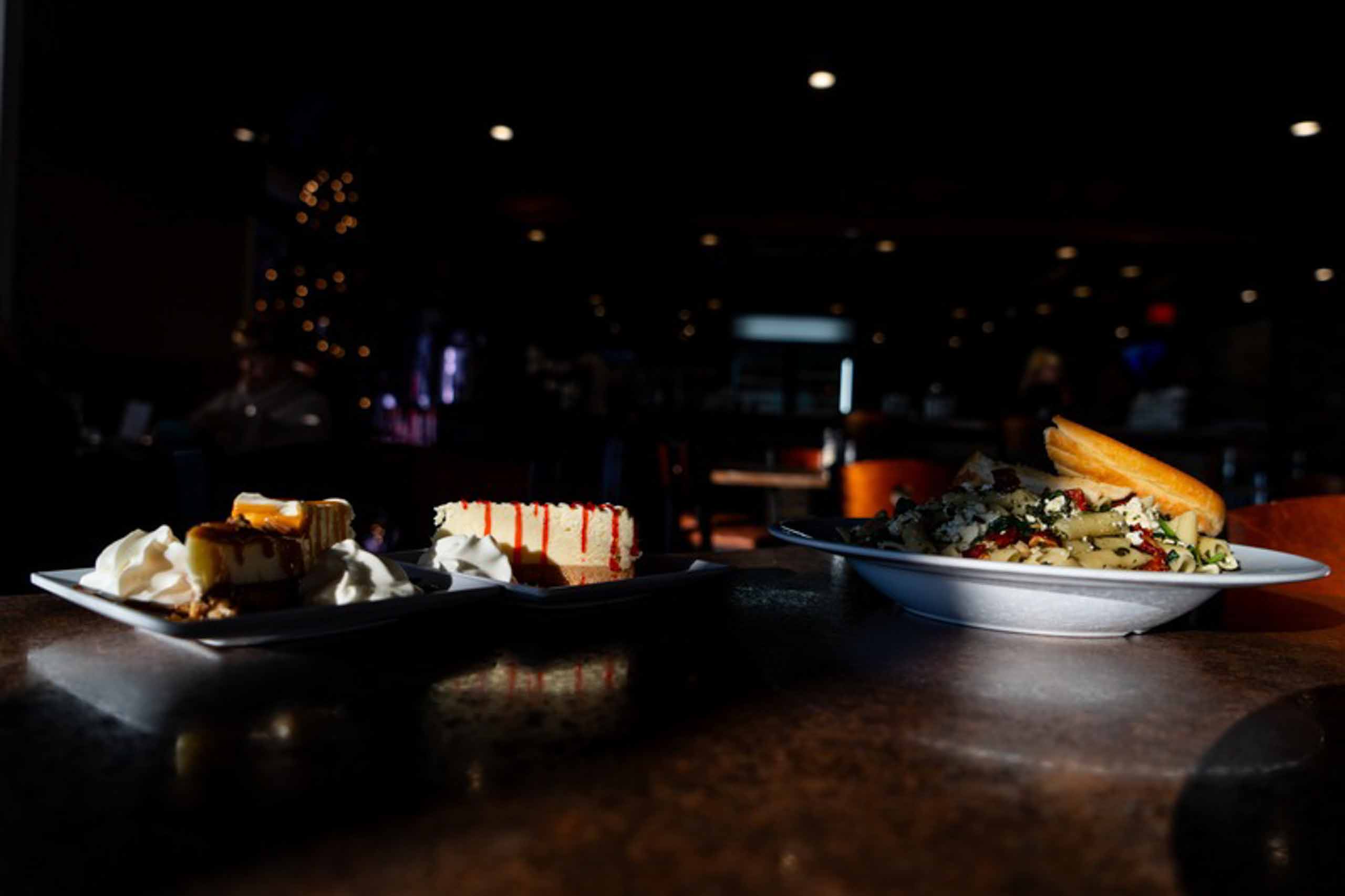 Trio Tavern & Grill Restaurant interior with Best Ever Blondie's Cheesecake & Ella Noodles