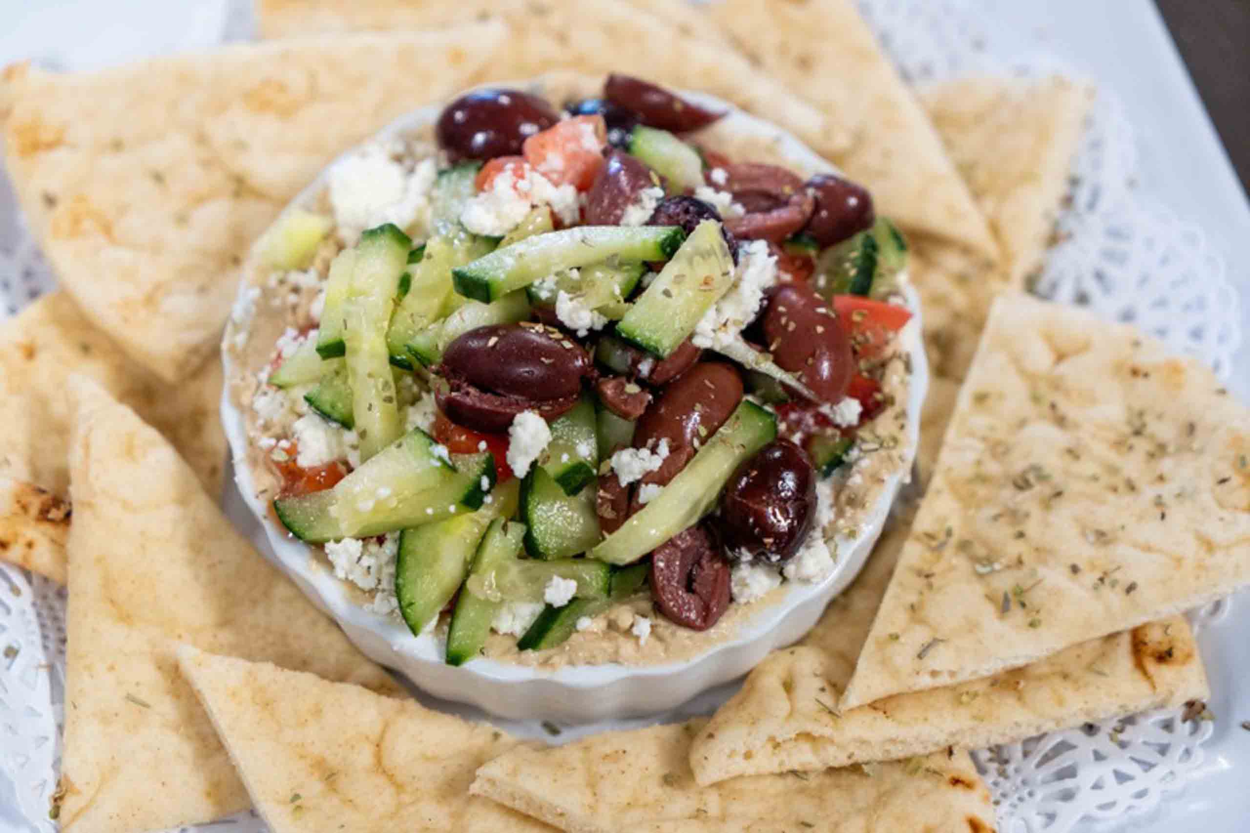 Trio Goodrich Catering Hummus Dip with Pita Bread